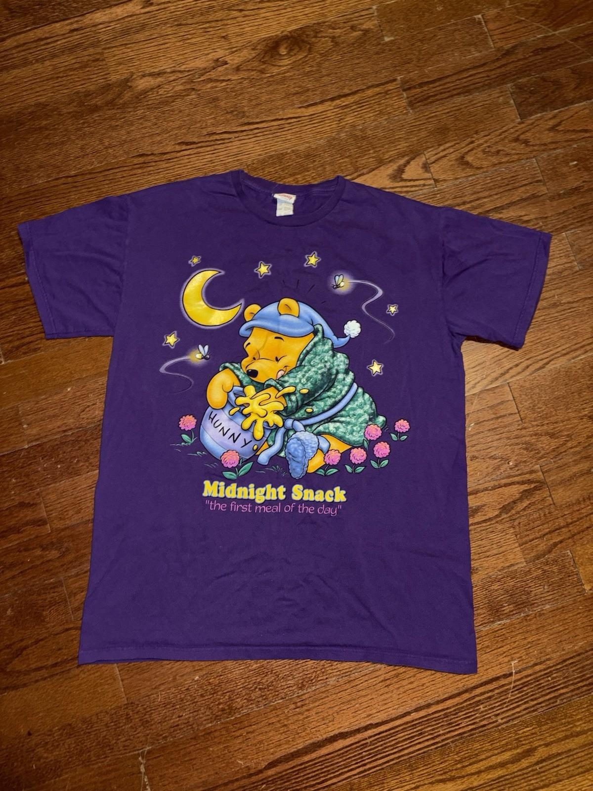 Vintage Disney Winnie The Pooh Midnight Snack Sleep T Shirt Mens OS 2XL Tall 90s Unisex T-Shirt S