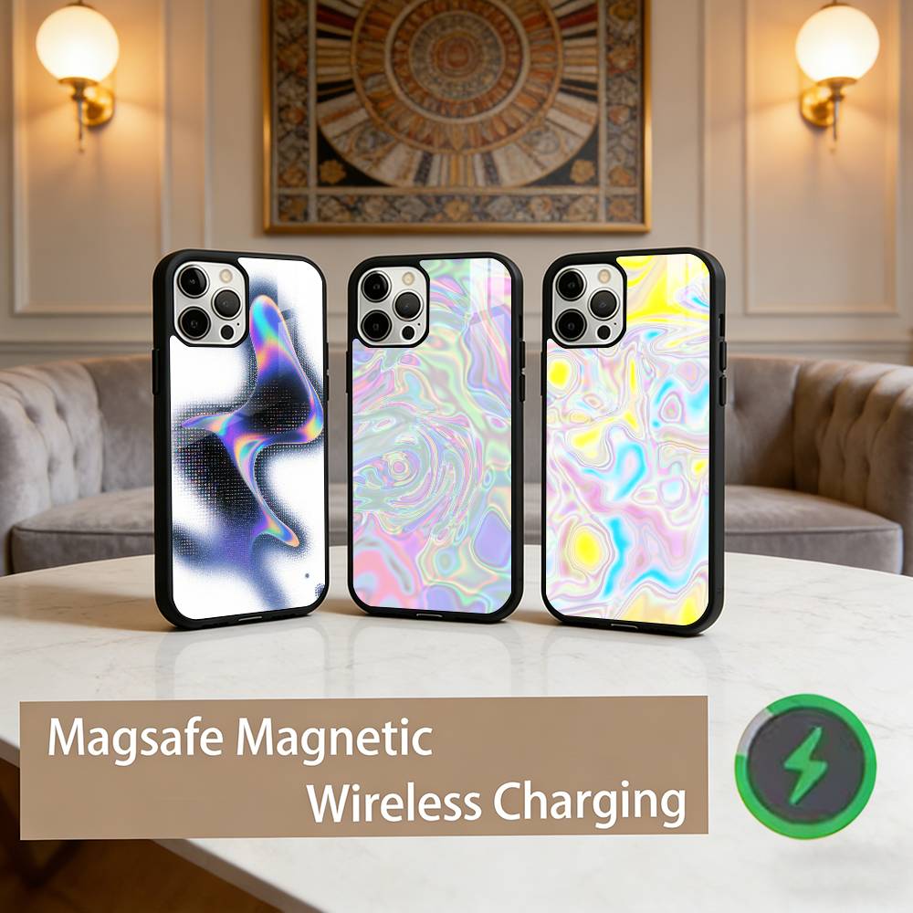 Laser Style Phone Case For iPhone17,16,15,14,13,12,11 Plus,Pro Max Magnetic For Magsafe Wireless Charging