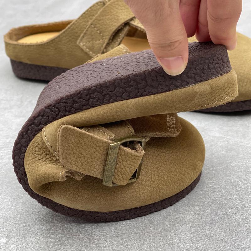 Baotou Round-toe Flat-soled Soft Leather Half-trousers Women's Shoes