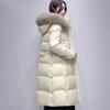 Snow Winter Girls Down Jacket Hooded Big Fur Collar Medium and Long Jacket Fashion Glossy Duck Down Top