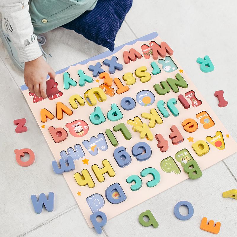 Wooden Cartoon Word Spelling Letter Practice Board Training Learning Early Educational Montessori Toys For Children Kids