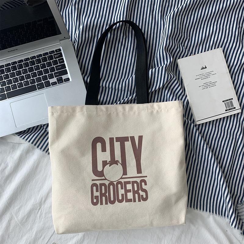 Large Capacity Canvas Bag Shoulder Simple Letter Bag