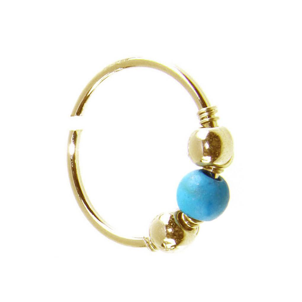 Turquoise Beaded Ear Bone Nail Copper Geometric Nose Rings Clips Lip Body Piercing Stud Earring Jewelry
