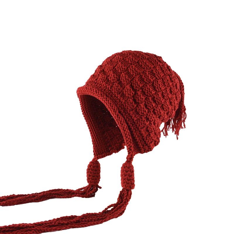 Mütze Damen Winter Warm Ohrenschutz Gestrickte Überziehmütze Sturmhaube Hut Band Doppelnutzung Plüsch Blitzmütze