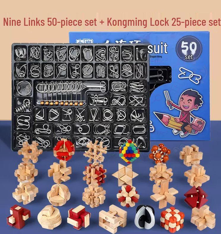 

Подарок на День защиты детей: Набор головоломок из девяти звеньев для детей 6-12 лет - Обучающая и снимающая стресс игрушка