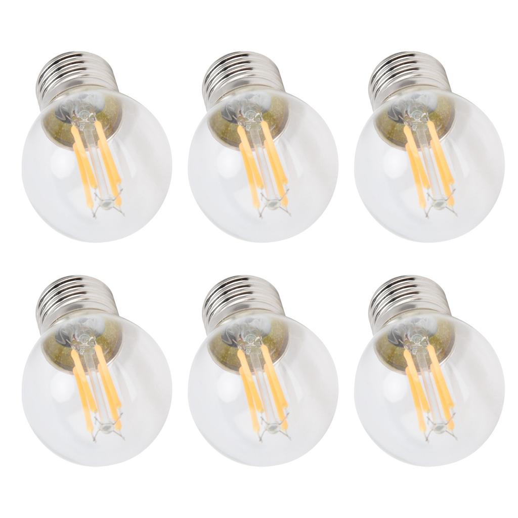 6Pcs Dimmable LED Lamp Bulbs G45 E27 4W Transparent Filament Bulbs for Home Lighting Warm Light 110V