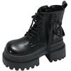Retro Black Premium British Platform Martin Boots Women's 2025 New Autumn with Skirt and Thin Short Boots