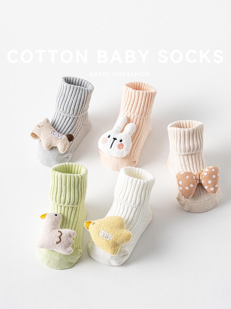 Unisex Baby Non-Slip Cotton Socks, Mid-Calf, Ages 0-3, All Seasons