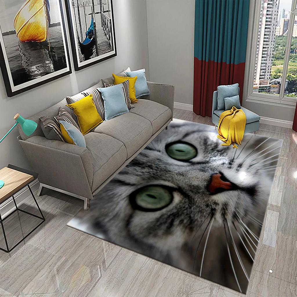 3D Animal Eyes Carpet Wild Animal Eyes Mat for Living Room Bedroom Bathroom Kitchen Floor Mat Door Mat Children Play Rest Carpet