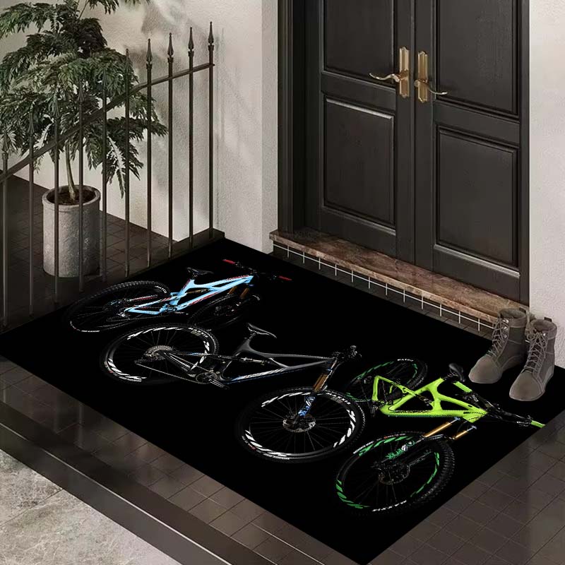 Cool bicycle IBIS logo printed rug, non-slip and absorbent, bedroom mat, home carpet, customizable.