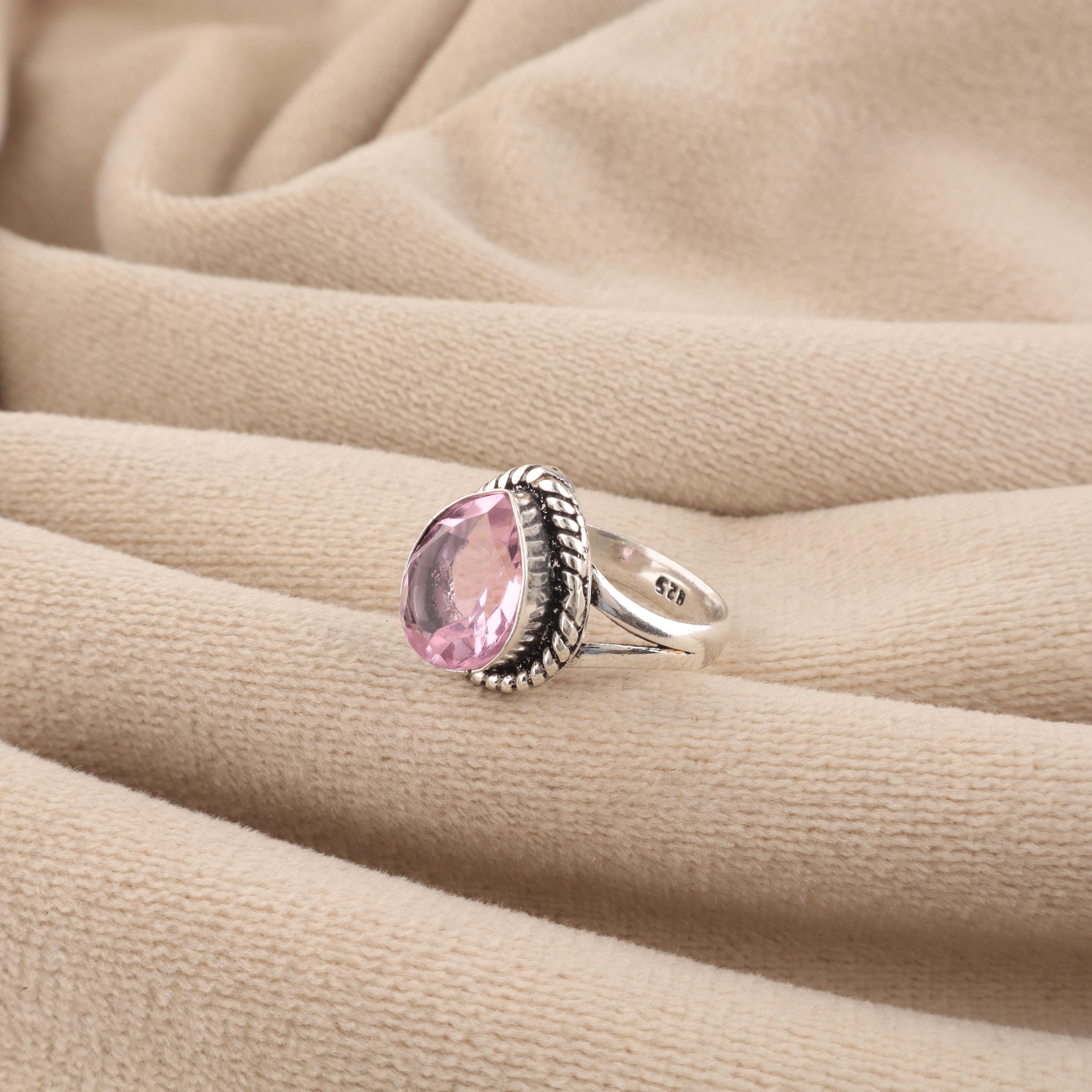 Morganite Gemstone 925 Sterling Silver Handcrafted Women Ring For Anniversary Gift RR-85-13 4