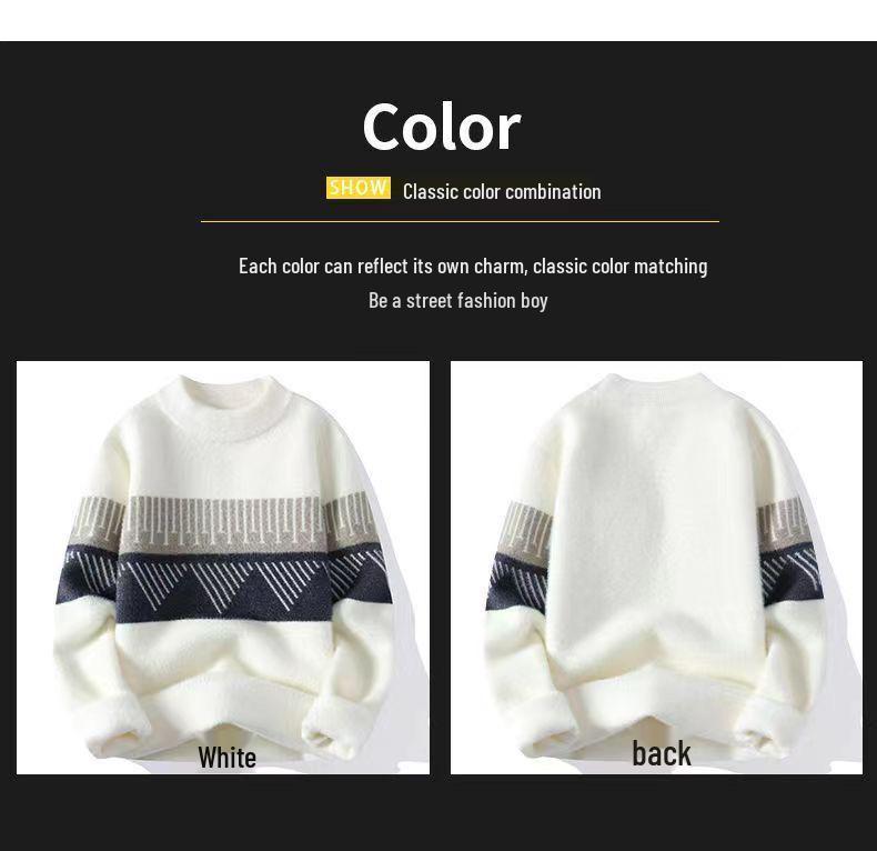 Men's Imitation Mink Sweater - Long Sleeve Knit for Teens