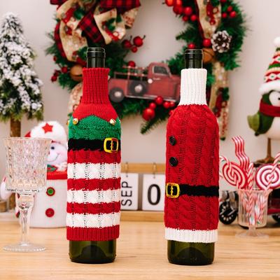 Christmas Creative WineBottle Cover Wine Bottle Decoration Articles Use Christmas Knit Wine Bottle Cover Wine Bottle Decoration