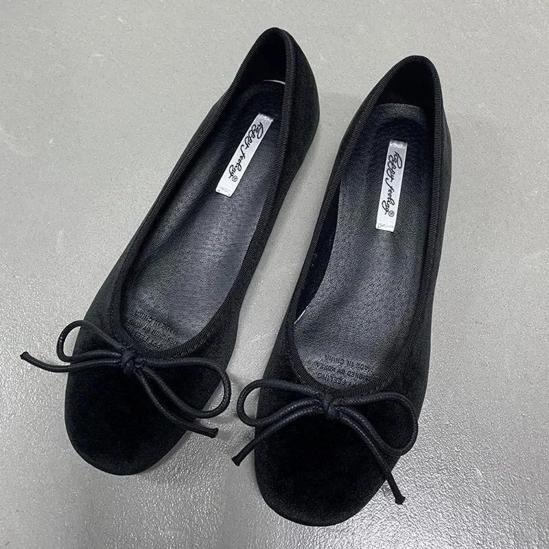 Fashion 2025 Fashion Silk Women Ballet Flats Shoes Footwear Designer Shallow Female Round Toe Butterfly-Knot Ladies Flats Slides Shoes