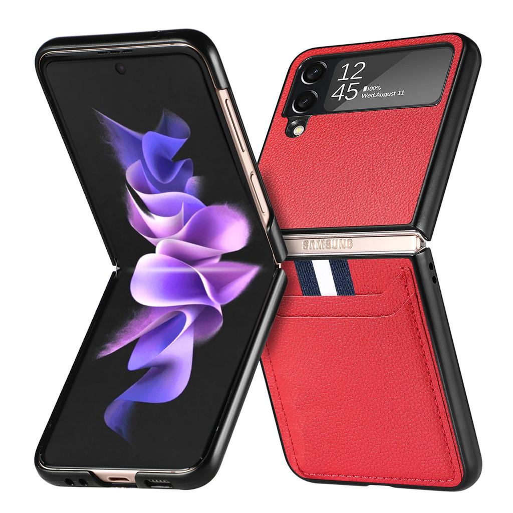 Folding Matte Feeling Funda Cover for Samsung Galaxy Z Flip 4 3 5G Flip4 Flip3 Flip6 Flip5 Flip 6 5 Phone Case Card Slot Bag