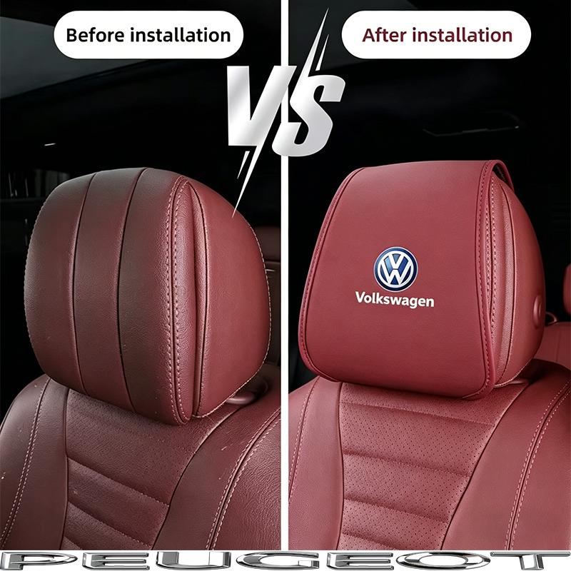 2Pcs Car Seat Pillow Cover Auto Headrest Protective Shell For VW Polo Golf T5 Caddy T4 Touran Golf GTI Passat CC GTD Hub Cap