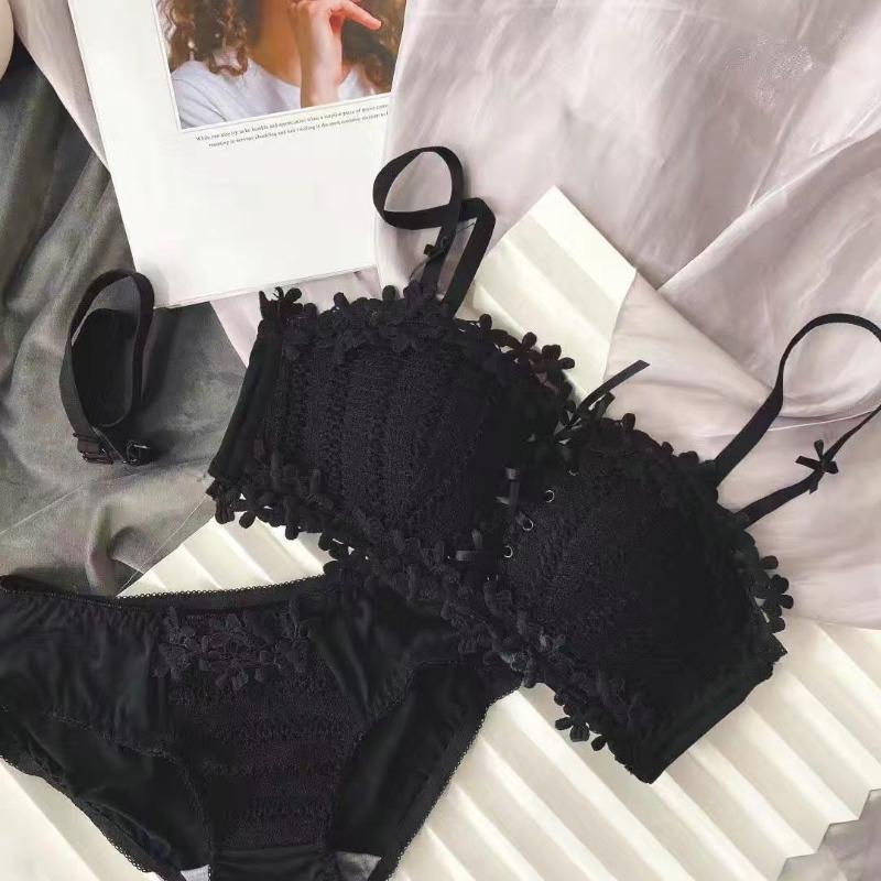 Soutien-gorge ajustable en dentelle brodée sans anneau en acier avec cordon de serrage et soutien supérieur et seins complémentaires pour femme Hotsweet