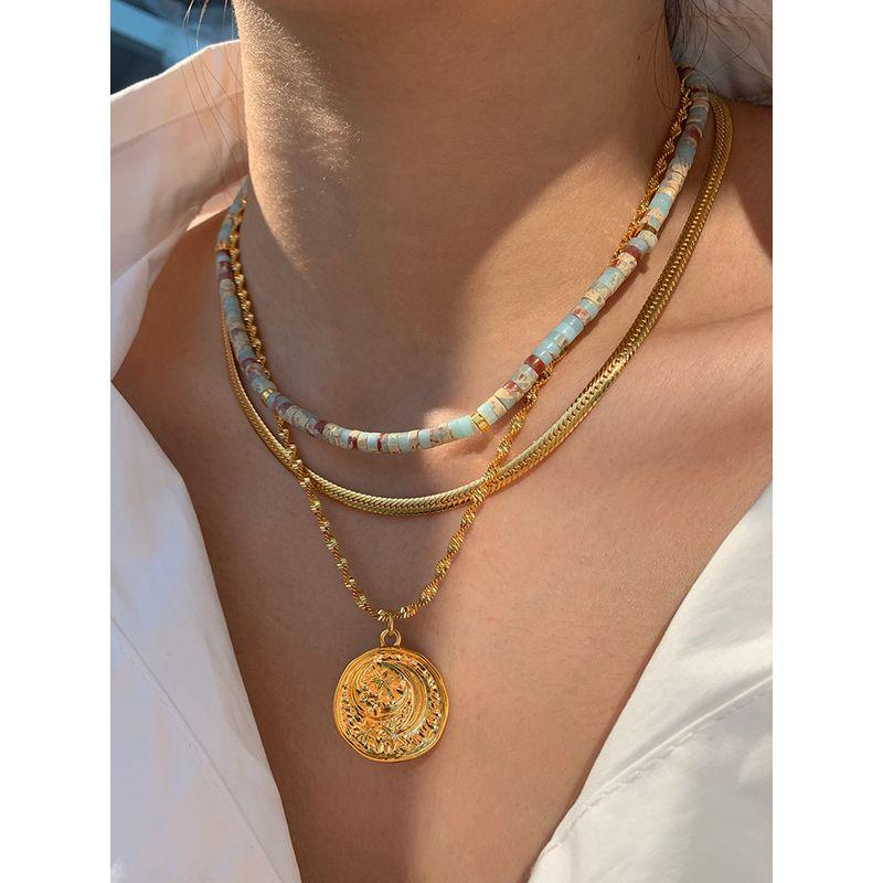Kendall Jenner Fashion Double Layer Twin Snake Bones Chain Necklace Female Light Luxury Minority Gold High-Grade Sweater Chain Chain Necklace