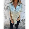 2026 European Summer Casual Loose Lapel Shirt for Women - Hot Stamping Short Sleeve Design