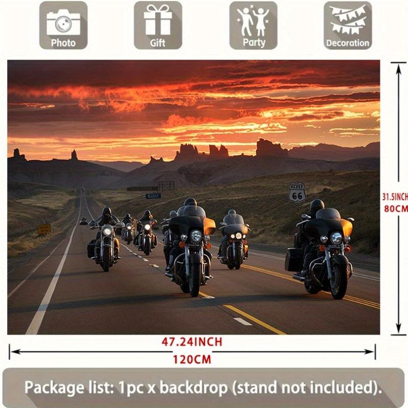2D düzlem 1 parçalı motosikletli gün batımı yol gezisi arka planı ev ve duvar dekorasyonu