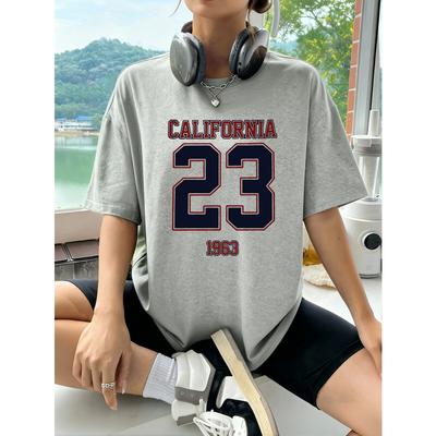 California Number 1963 Prints Womens T-Shirt Casual Summer T Shirts Cotton Tops Loose Breathable Woman Streetwear