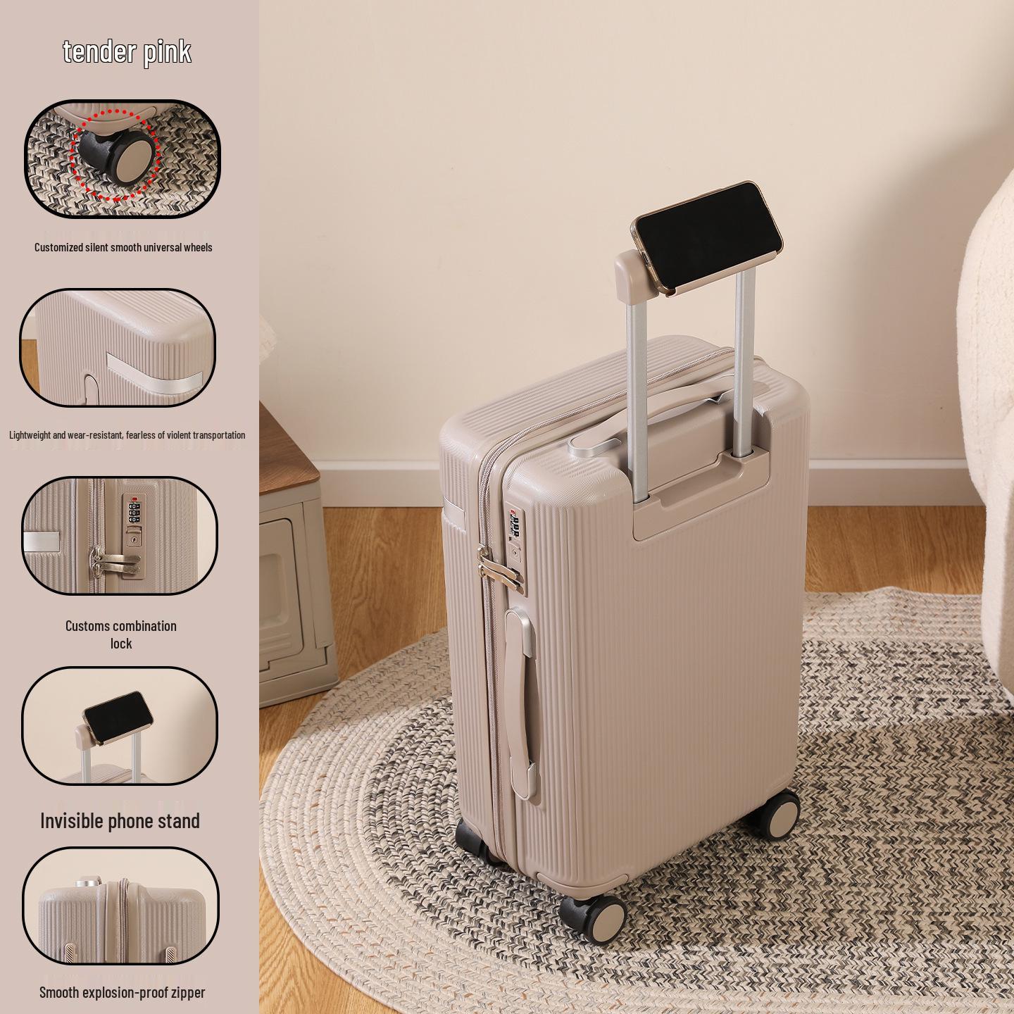 

Унисекс Легкий Дорожный Чемодан-Тележка Большой Вместимости с Кодовым Замком 20 inch