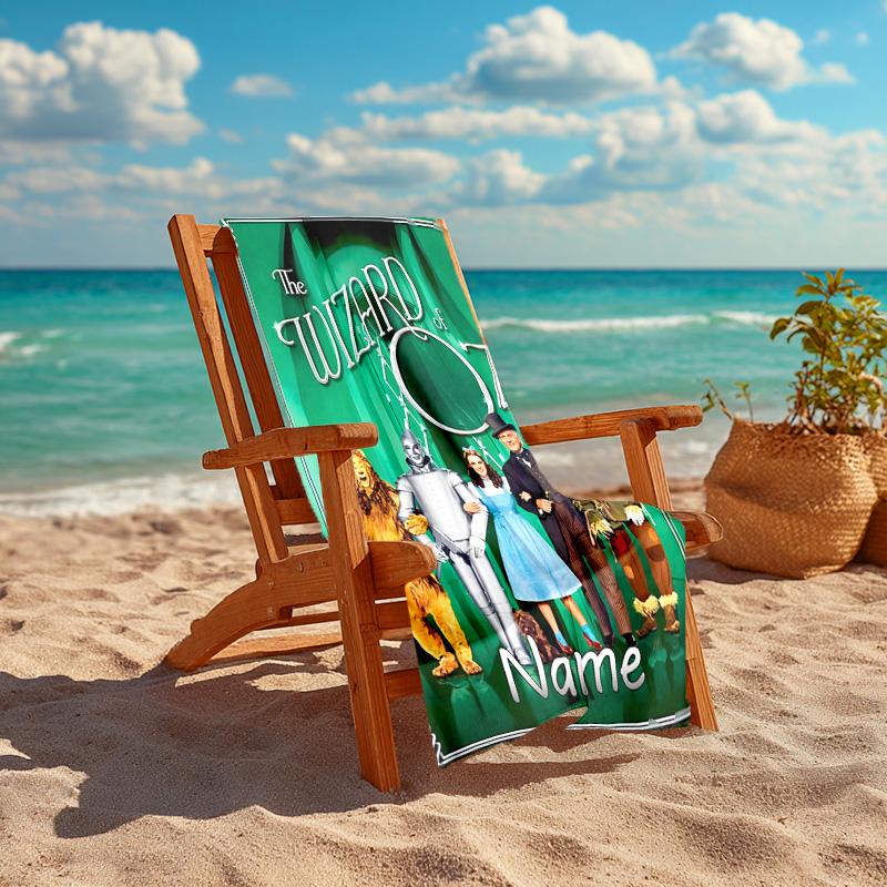 Personalized customized proof beach towel with The Wizard of Oz pattern - soft, absorbent,quick-drying,perfect swimming,camping&bathing
