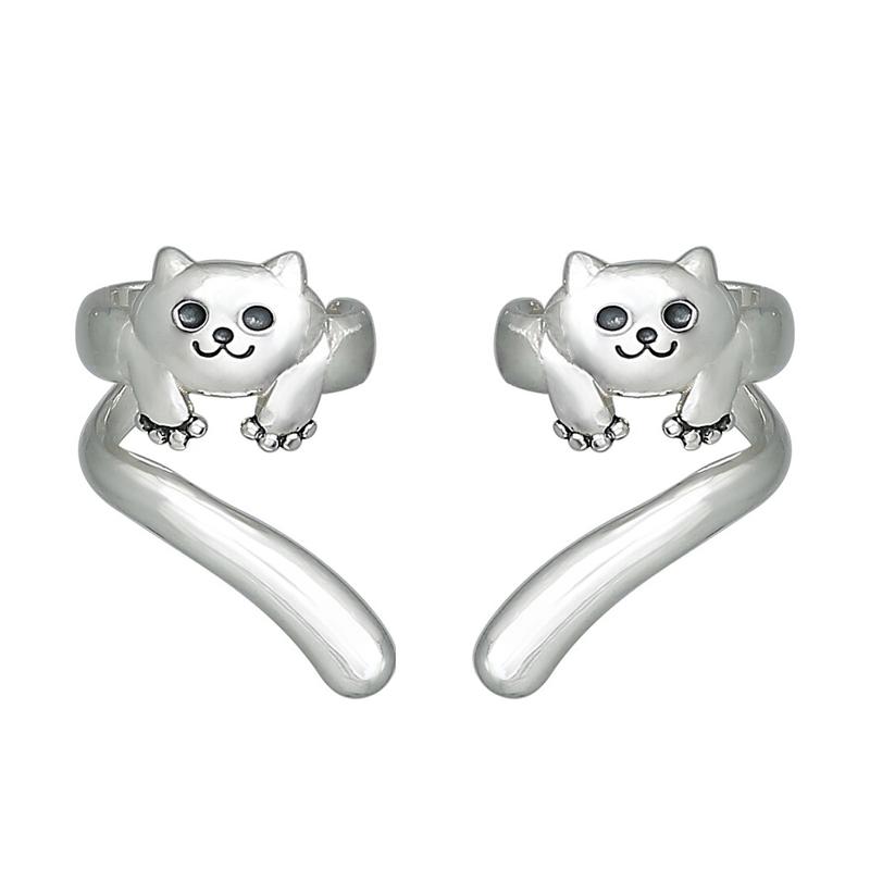

Huitan Women s Cat Clip Earrings Metal Copper Color Fashion Versatile Girls Ear Cuffs Non-piercing Accessories Statement Zircon