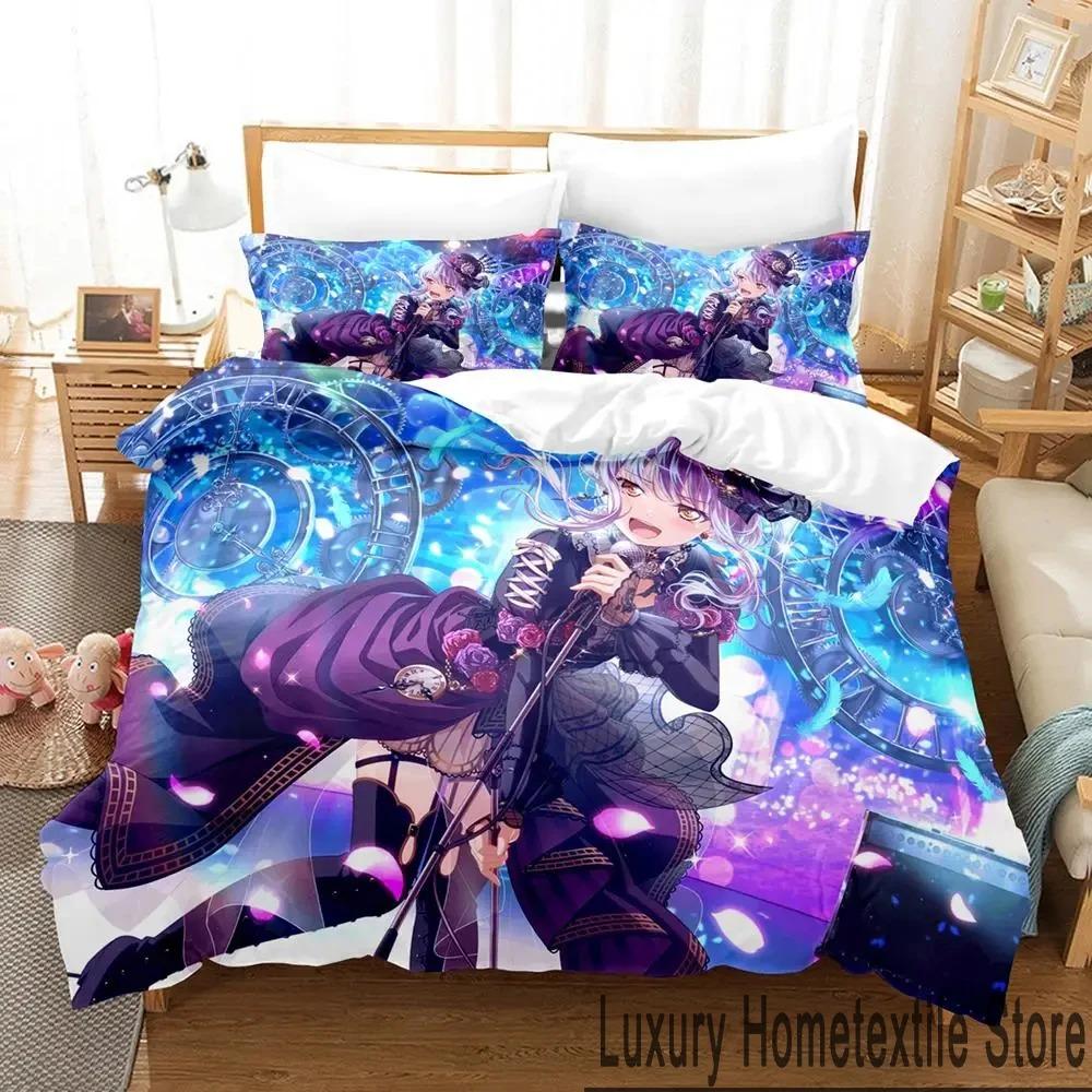 3D-tryck BanG Dream Anime Flickband Party Sängkläder Set Pojkar Flickor Twin Queen King Size Påslakan Örngott Säng pojkar Vuxen