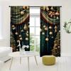 Set Of 2 Christmas Curtains Golden Balls Holiday Polyester Printed Home Decoration Room Curtain Made