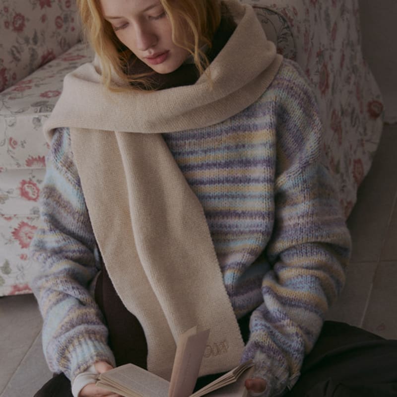 ODER merinowool raccoon embroidered muffler-3color