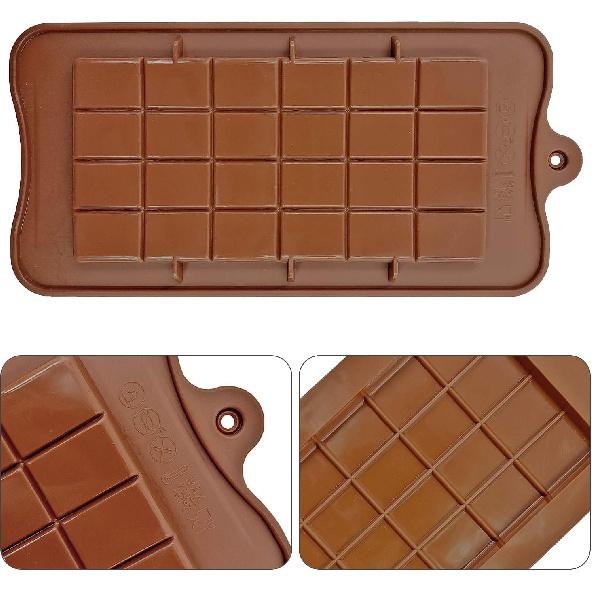 Silicone Break-Apart Chocolate, Food Grade Non-Stick Protein and Energy Bar Mold (Chocolate Bar Mold Set of 4)