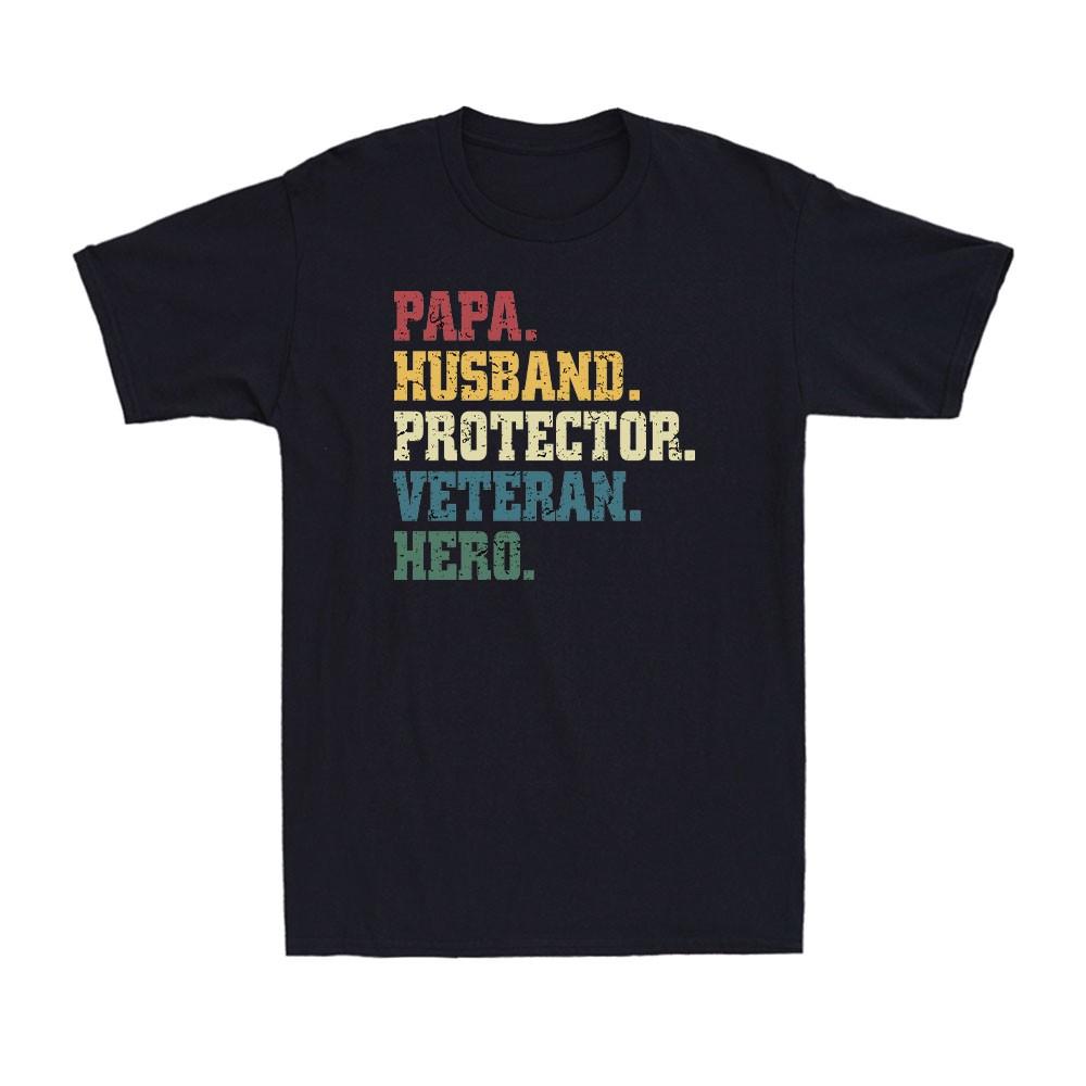 Papa Protector Military Veterans Day Patriotic American Pride Men s T-Shirt L