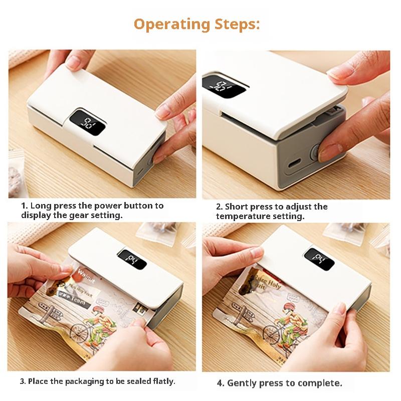 Mini Sigillatrice Elettrica Portatile Termosigillatrice per Snack Cucina di Casa Ricaricabile USB Sigillatrice Sottovuoto Pacchetto di Plastica