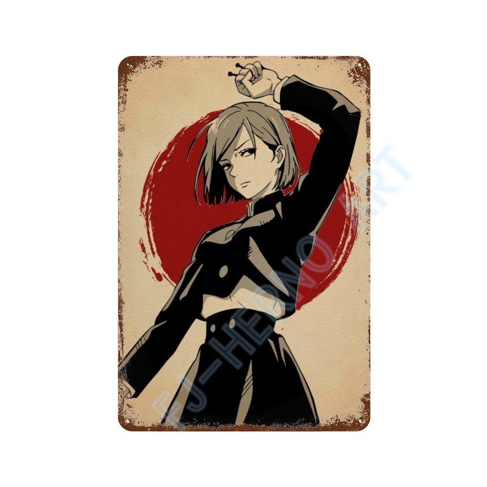 Japan Retro Anime Demon Slayer My Hero Academia Jujutsu Kaisen Metal Tin Sign Plaque Wall Art Home Kids Room Decorative Plates