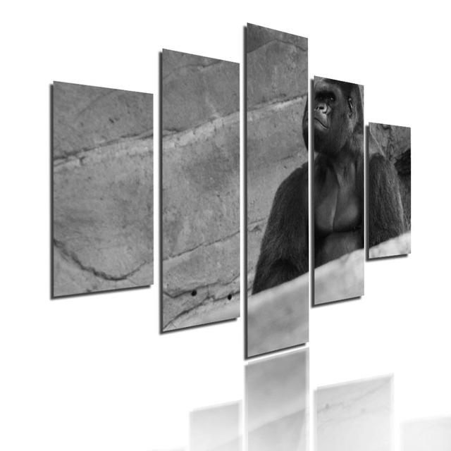 Minimalist Animals Poster Lion Leopard Orangutan And Elephant Canvas Painting 5 Pieces Modular Picture Print Wall Art Home Decor