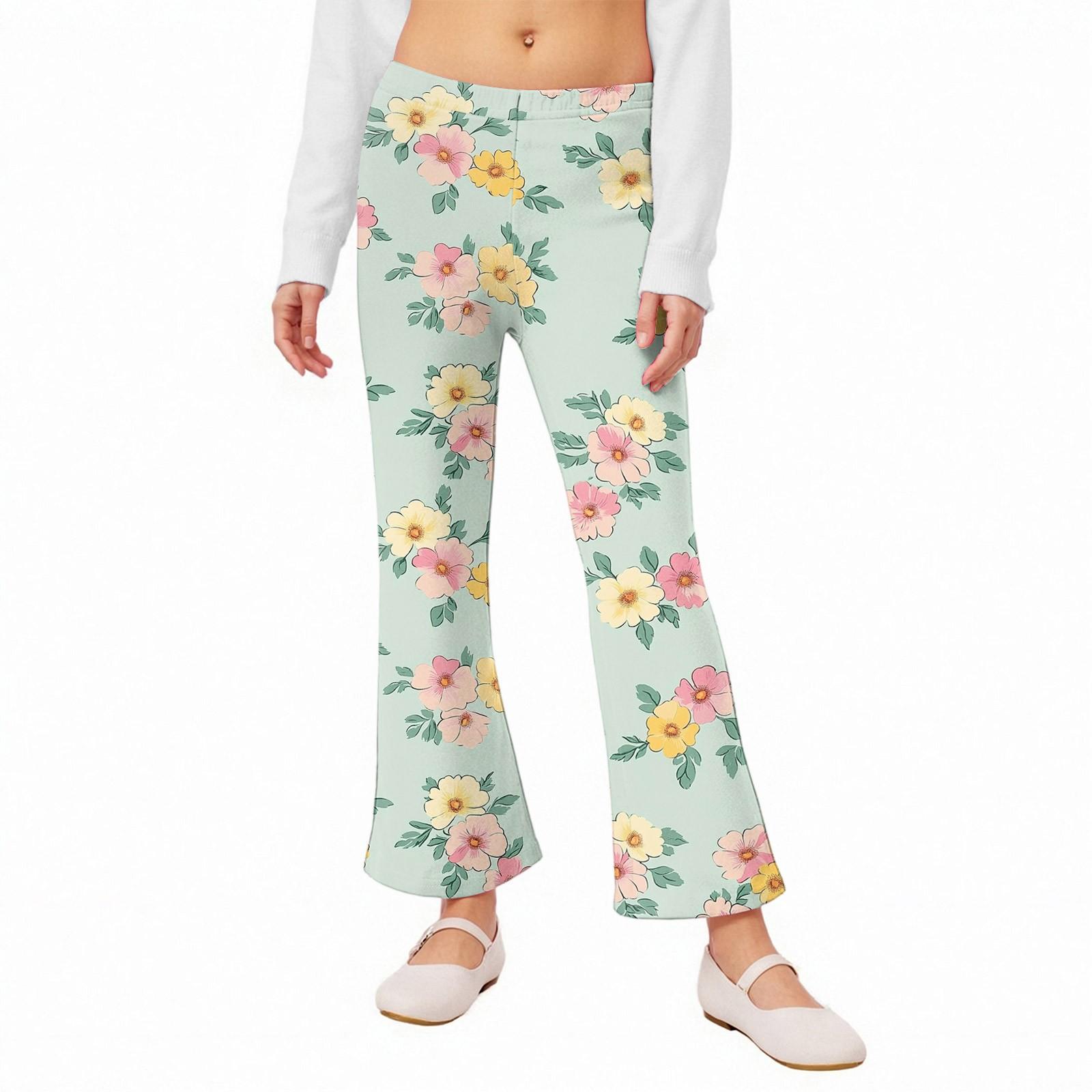 

Girls Flared Leggings - Printed Bell Bottom Pants 120