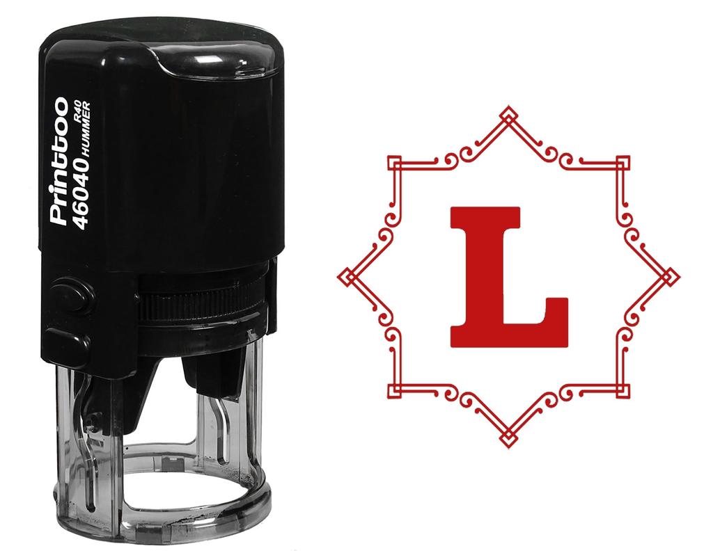 Printtoo Office Stationary Octagon Celtic Swirl Frame L Alphabet Monogram Self Inking Round Rubber