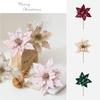 Flannel Fabric Christmas Artificial Flowers Glitter 28cm Xmas Decorative Flowers Plastic DIY Glitter Poinsettia Christmas Decor