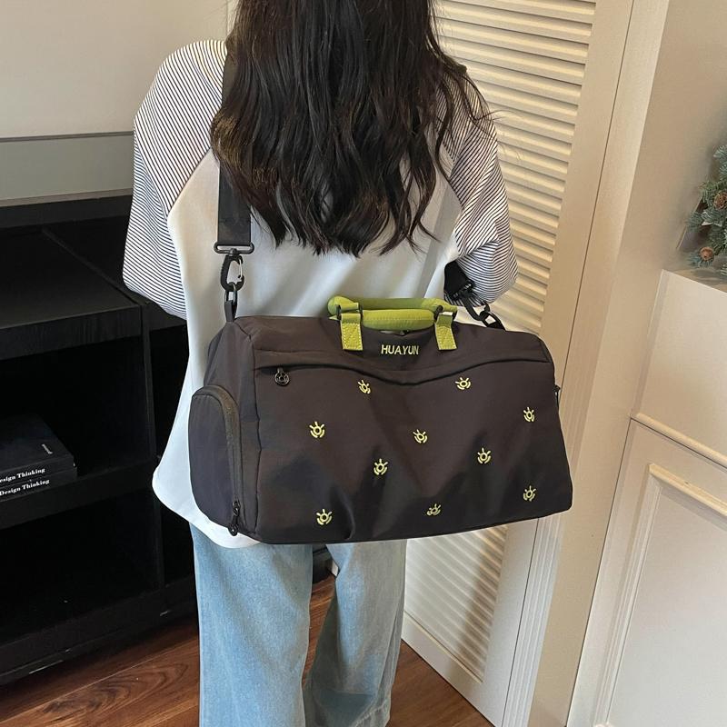 Bolsa de lona impermeable de nailon para mujer, bolsa de viaje, bolsa de gimnasio, bolso de mano con correa ajustable