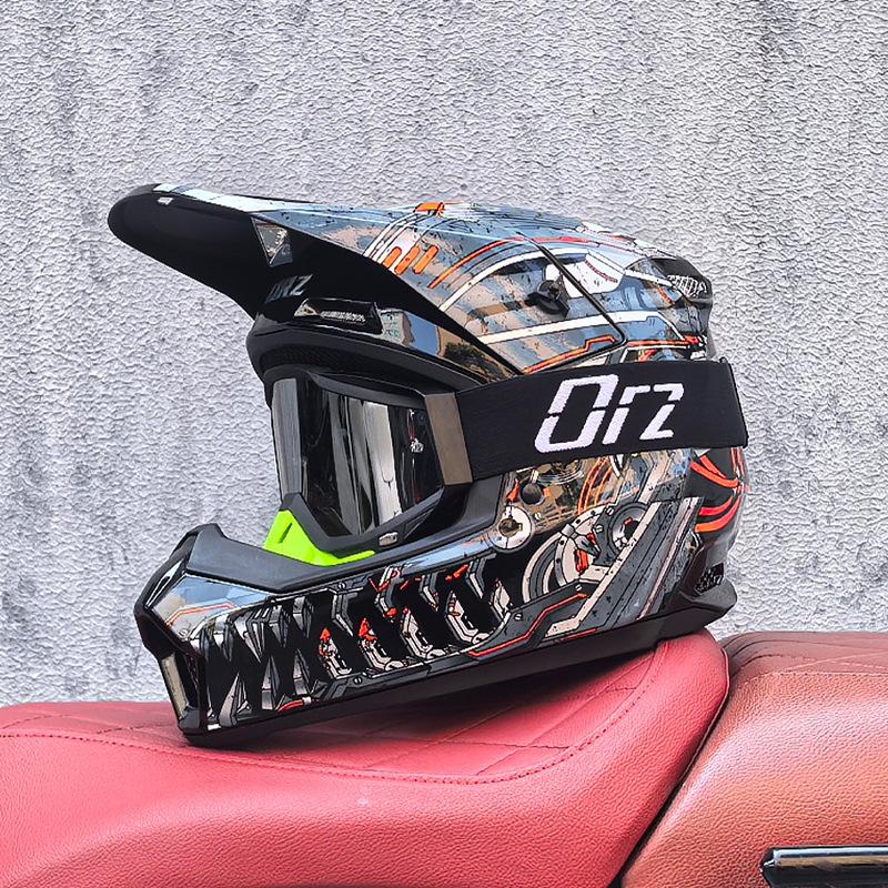 Orz Off-Road Helmets Kids Teens Electric Bike Helmets Men and Women Rally Helmets Mountain Bike Riding Downhill