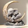 Elephant Lying On Moon Figurine Safe 2D Flat Acrylic Craft Ornament Easy Display Bedroom Desk Decoration Gift