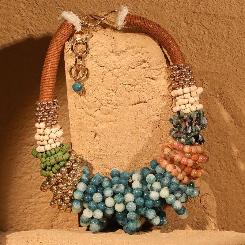 European and American fashion exaggerated handmade bead necklacs various bead necklaces bohemian style commuter women's necklace