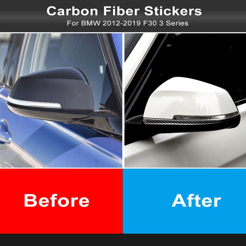 2pcs Real Carbon Fiber Rearview Mirror Cover Cap Cover Trim For BMW F30 F31 F32 BD Car Interior Accessories