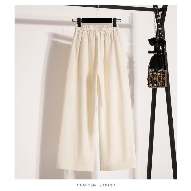 DIMANAF 2026 Pantalones de Verano para Mujer Tallas Grandes Cintura Elástica Oversize Moda Casual Larga Negro Liso