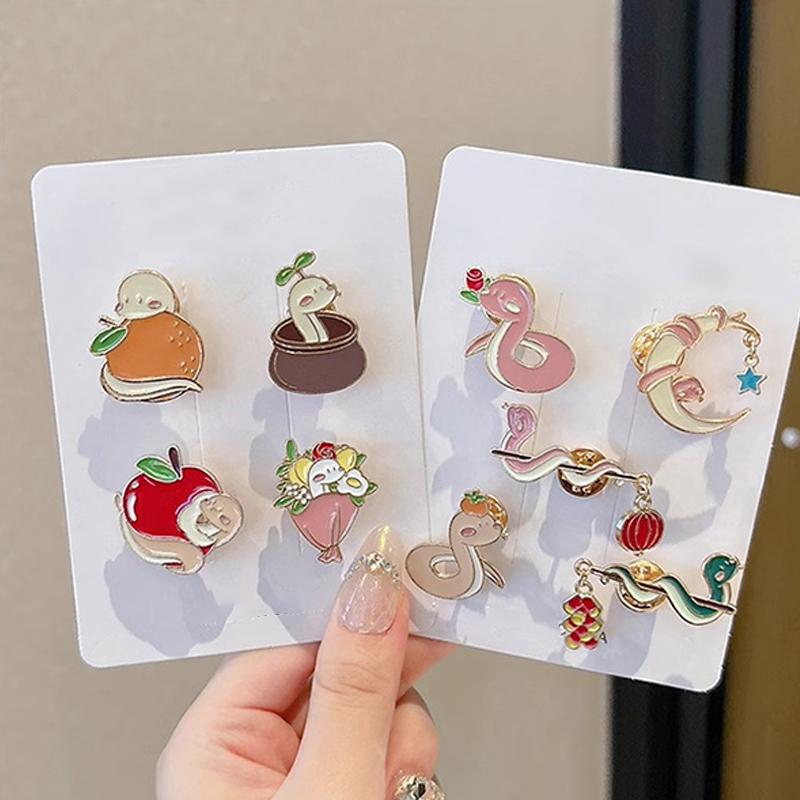 Year Cute Snake Brooch Metal Badge Cartoon Brooch Bags Clothing Accessories