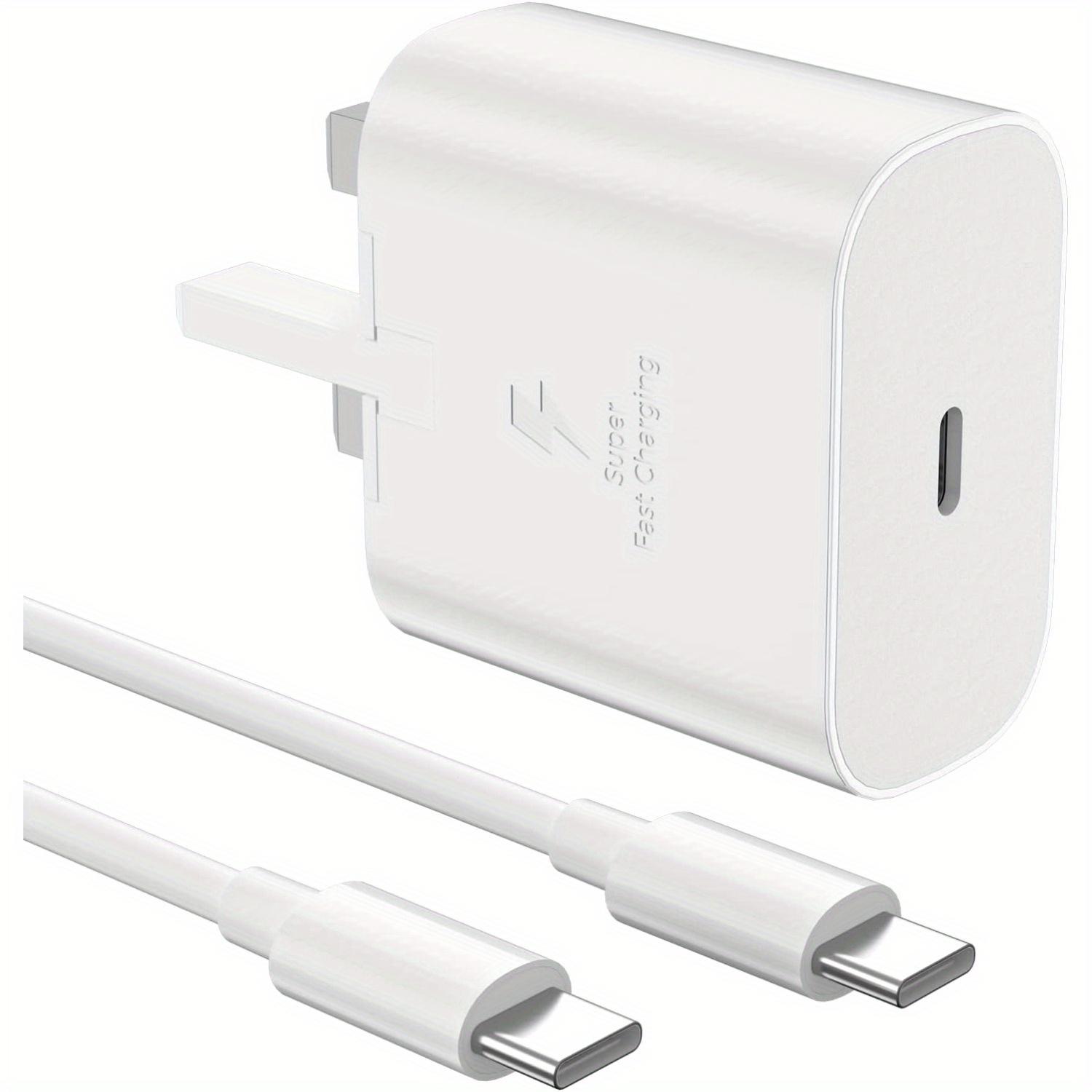 

25 Вт сверхбыстрое зарядное устройство для Samsung Galaxy A15 A15 5G S23 Ultra A54 5G S21 S21 Ultra S21 FE S22 S22 + S22 Ultra A53 A72 A51 A52, разъем зарядного устройства USB C белый