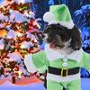 Lovely Christmas Outfit for Dog Cats Santa Costume Jumpsuit Hat Set Pet Festival Costume Theme Party Photoshooting Props