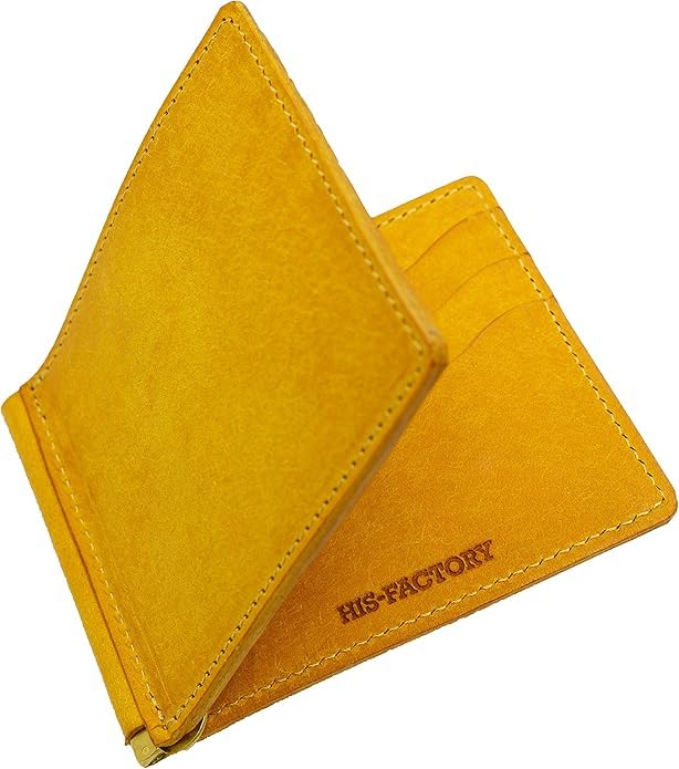 His Factory Pueblo Genuine Leather Money Clip for Men and Women, Handcrafted in Japan (03. Naples)
