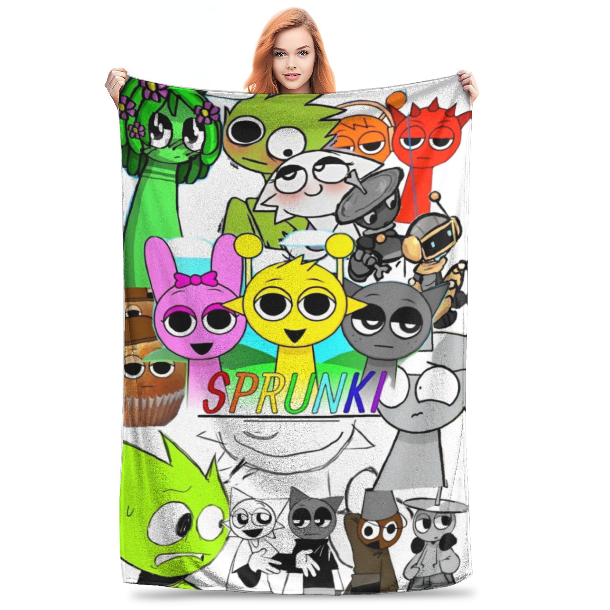 

Ковдра з мультфільму Sprunki Incredibox Затишна м яка плед для дивана 50x60 дюймів Килимок різного розміру 30x40in